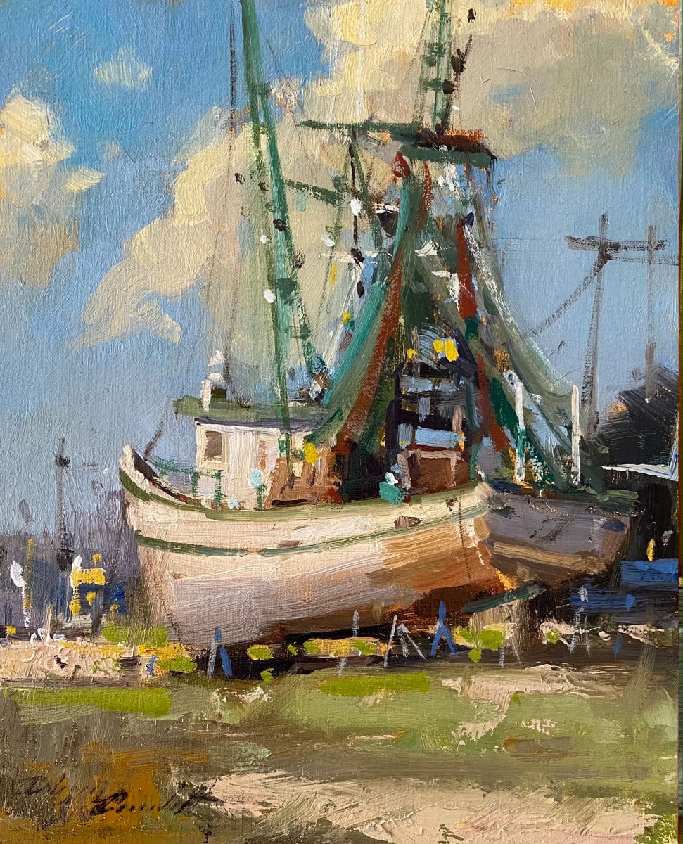 Shrimp Boat & Clouds by Katie Dobson Cundiff  Image: Shrimp Boat & Clouds