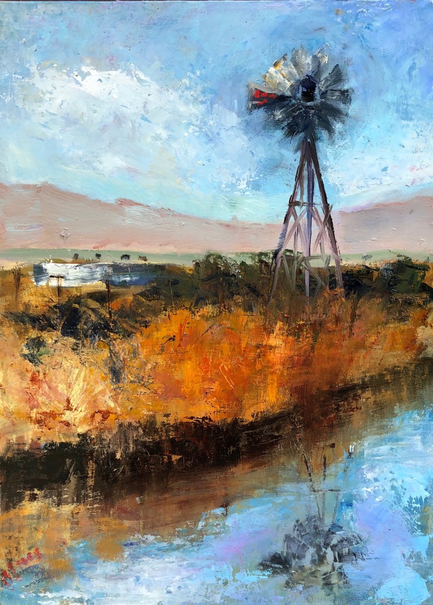 Windmill at the Farm by Claudia Lima 