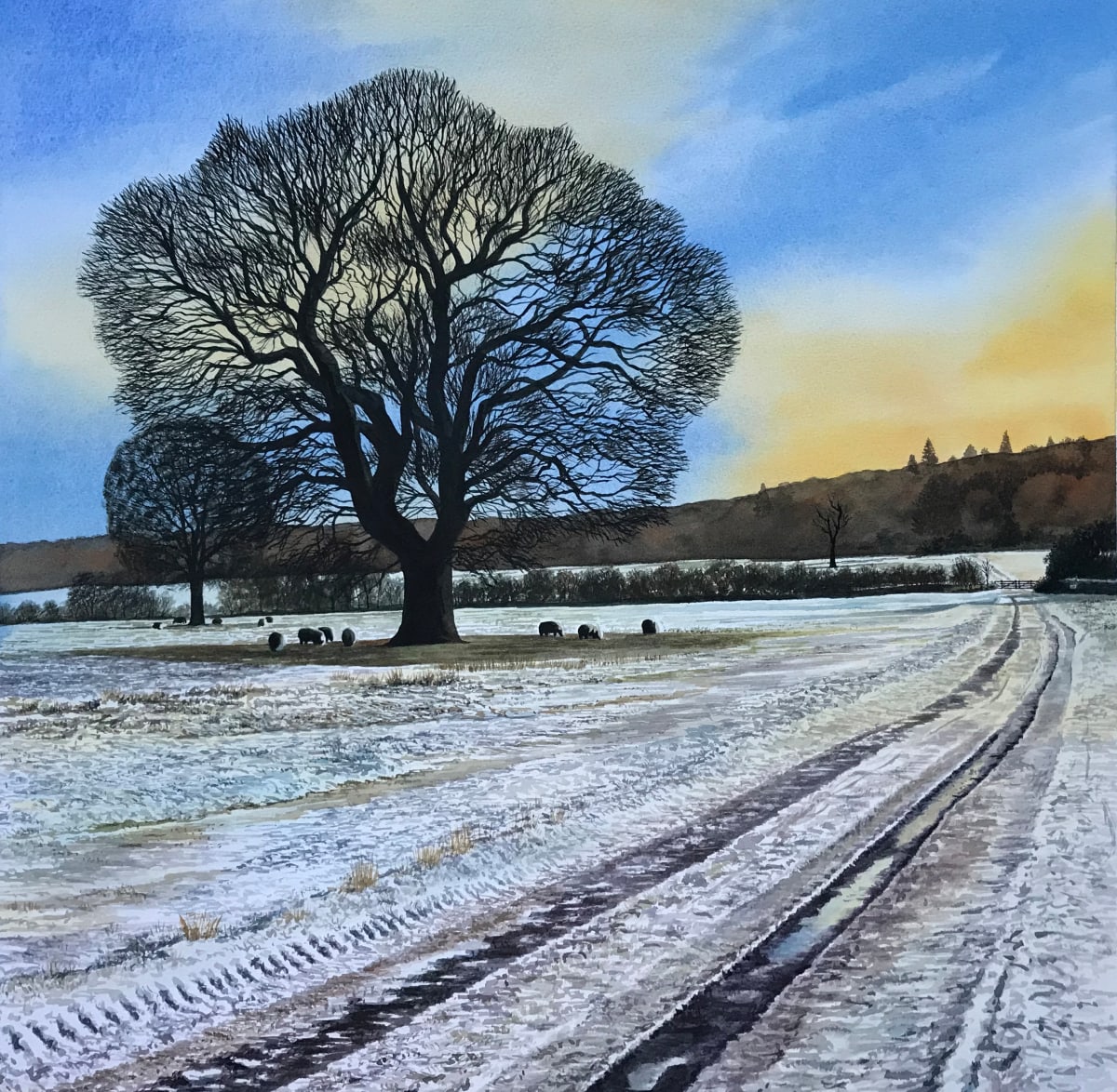 HOWARDIAN_TREE_II by Dave P. Cooper  Image: Sheep grazing under a tree on a winters day in the Castle Howard estate