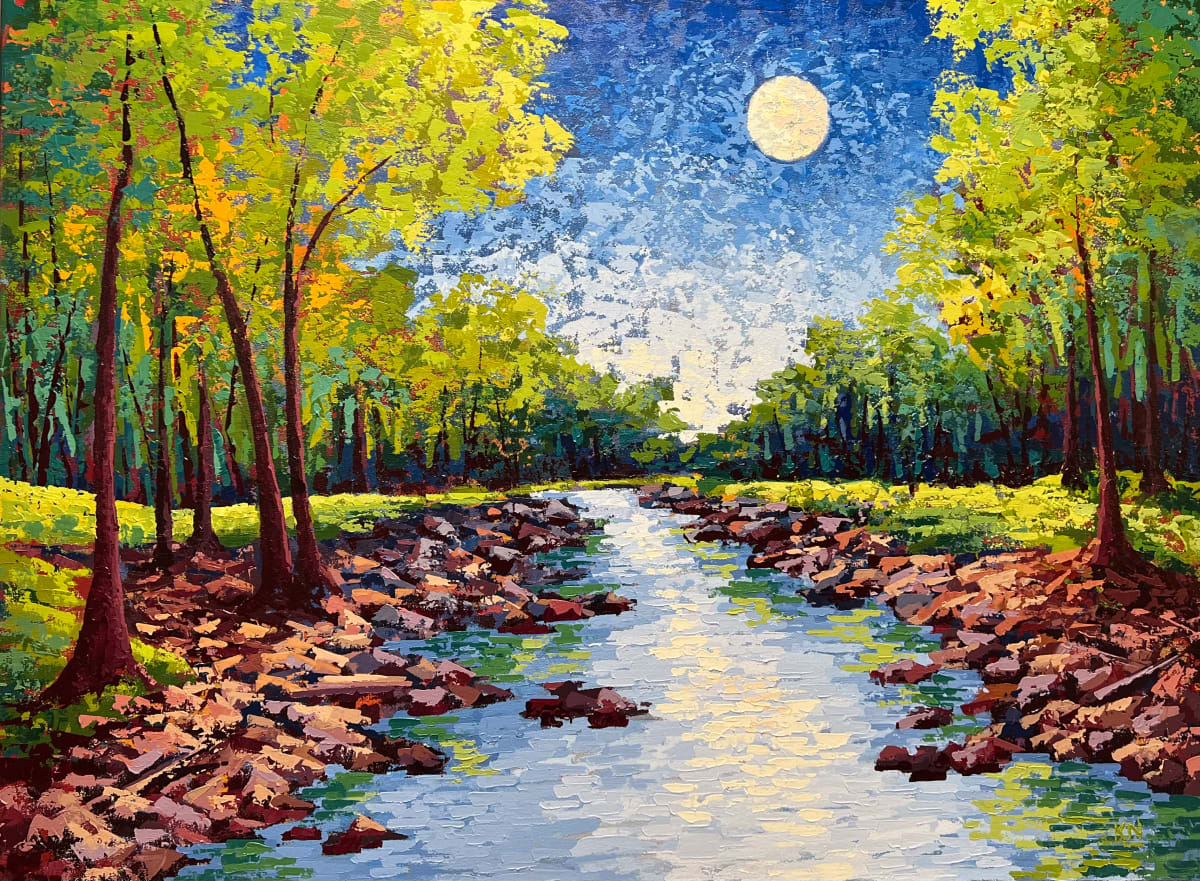 Moon Light on the Water by Karin Neuvirth  Image: Original Painting "Moonlight on the Water"