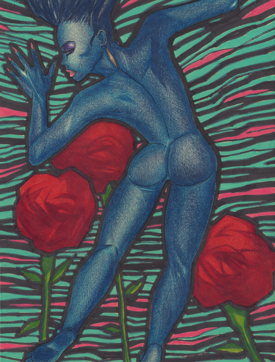 Red Roses, Blue Lady by J. Alan Cumbey 