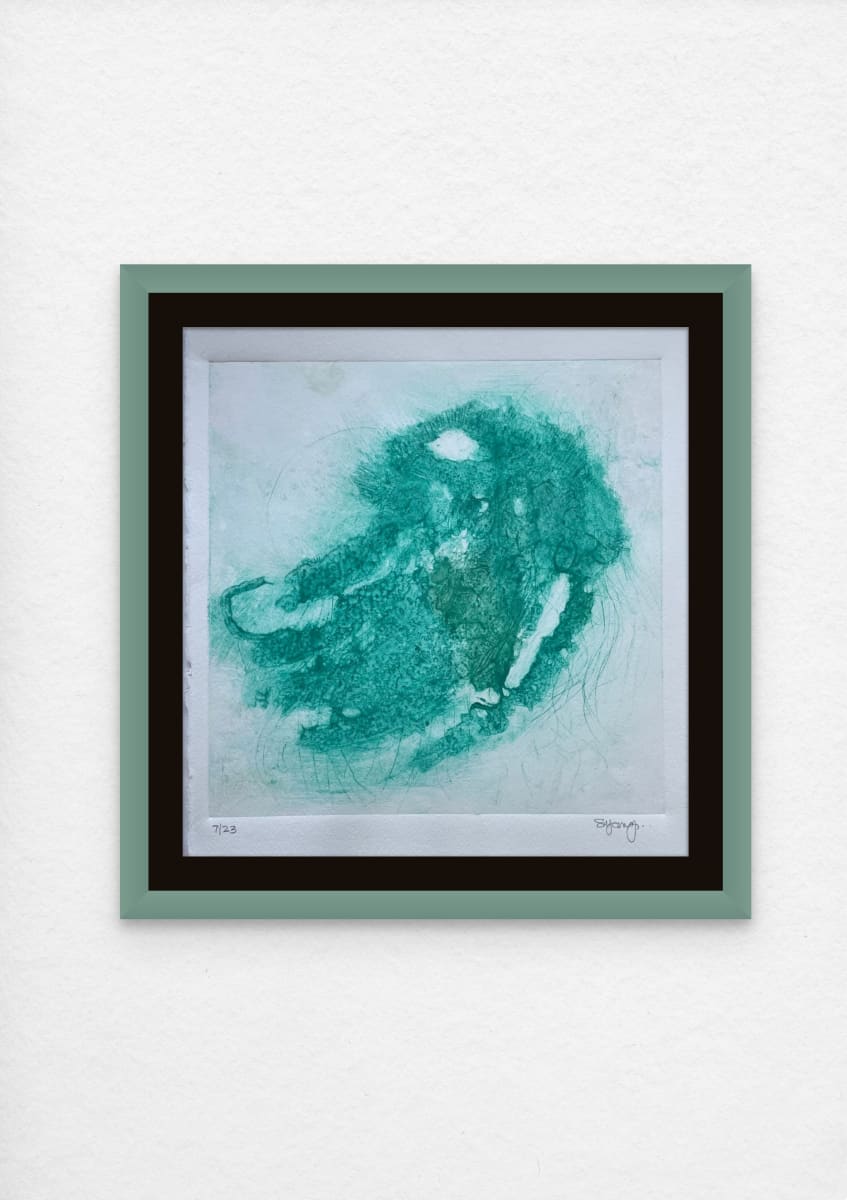 Black Sea Nettle Jelly Fish by Scott D.S. Young  Image: Encaustic Etching Collagraph, titled "Black Sea Nettle Jellyfish