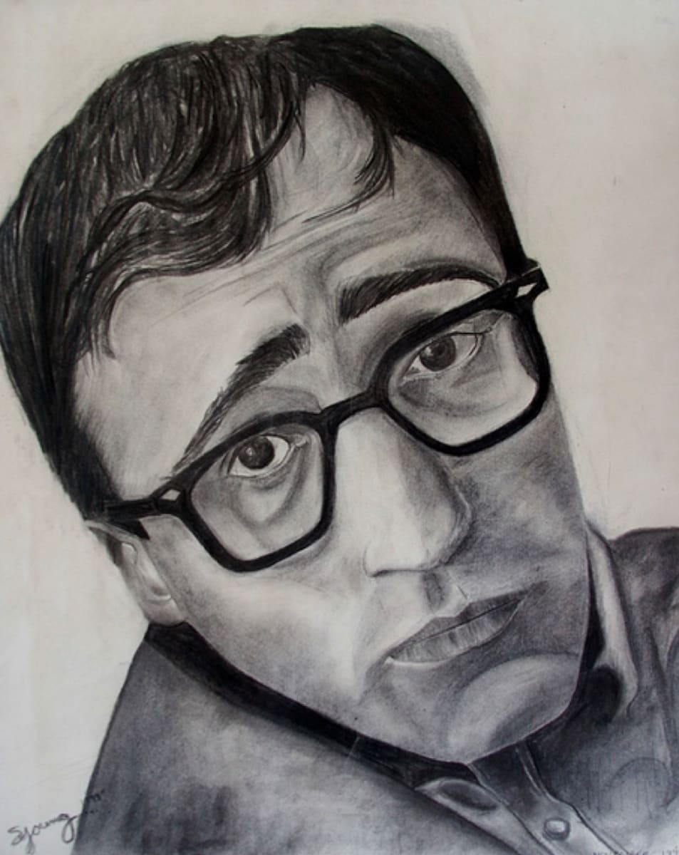 (z) Portrait of Woody Allen by Scott D.S. Young  Image: Charcoal Drawing
This was a piece I did in a life drawing class in college. 
I remember the instructor had old life magazines and we had to find a portrait to draw.
1969 cover of Life Magazine