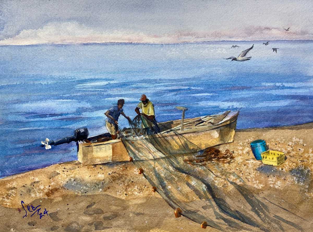 Preparing the net by Sean Henry 