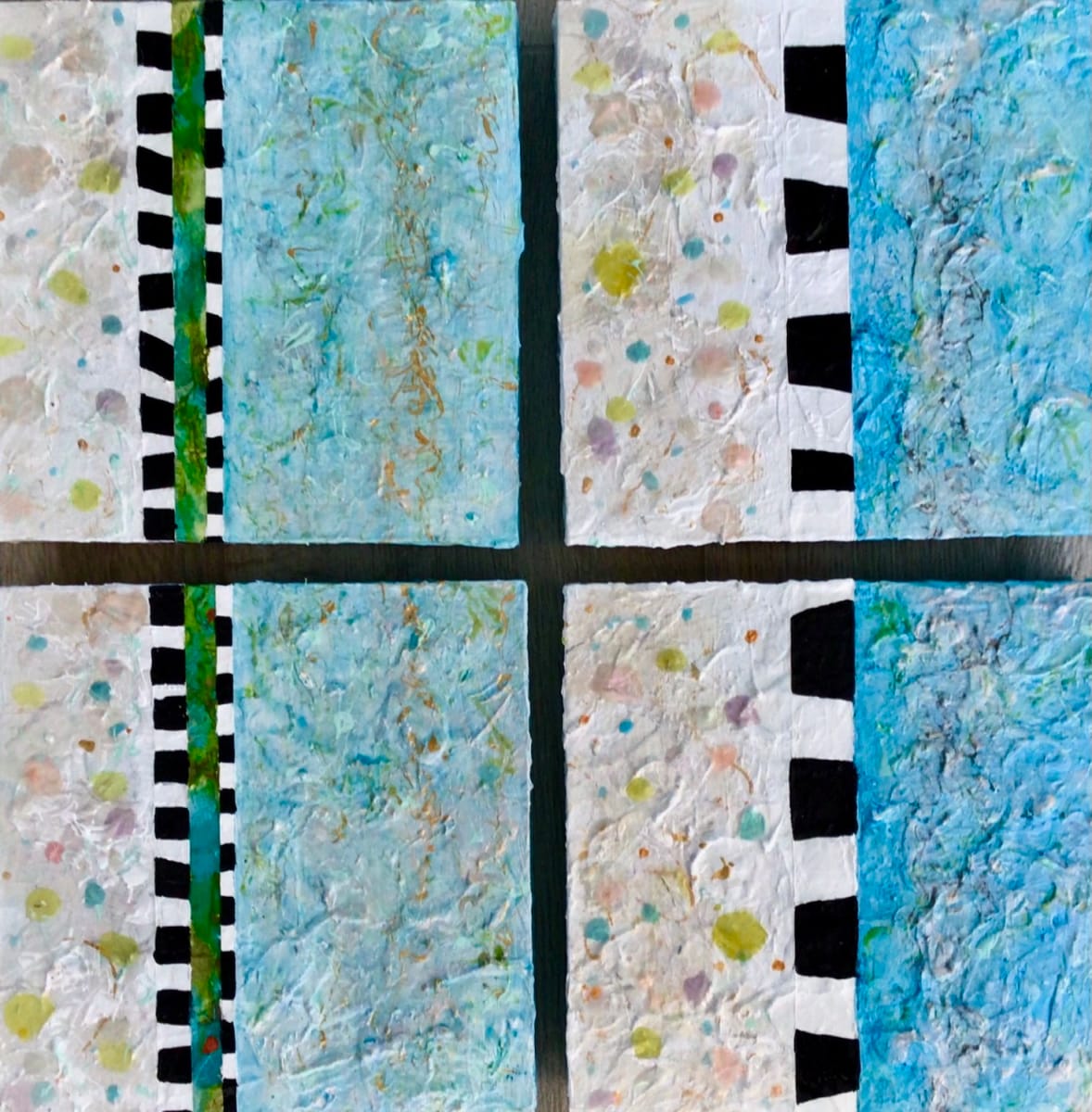 Stripes & Confetti - Quadriptych by Carolyn Kramer  Image: Stripes & Confetti - Quadriptych