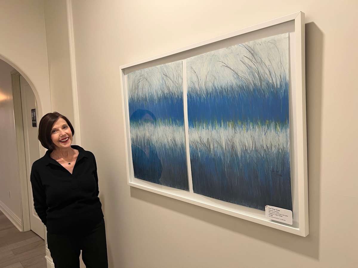 Cool Blue Strata - Double /Diptych Framed As One Artwork Under Glass by Carolyn Kramer  Image: Shu...on display at John of Italy Spa