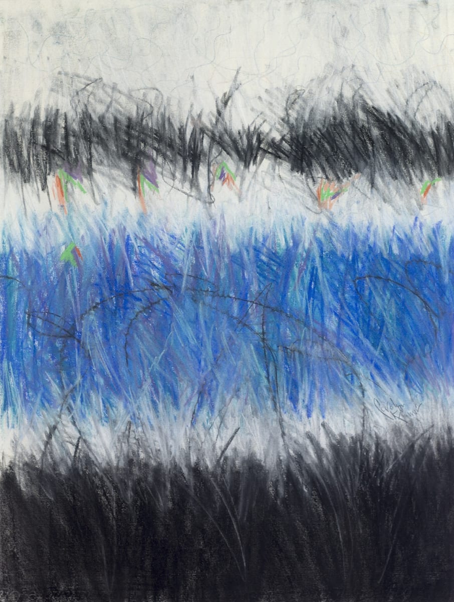 Sapphire  Mountain Strata - Diptych Left by Carolyn Kramer 