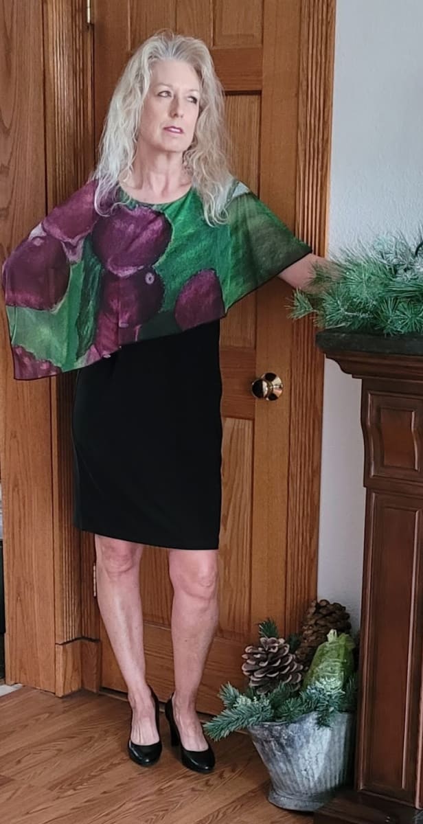 Joni Cape Dress - Door County Cherries by Barbara J Zipperer 