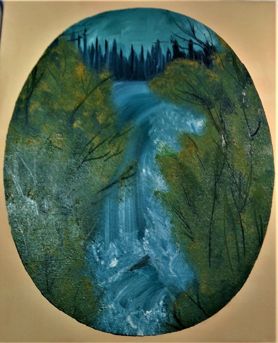 Oval Graceful Waterfalls by Barbara J Zipperer 