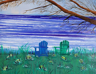 Lakefront Leisure                                                                                       (Sitting Lake Side) by Barbara J Zipperer 