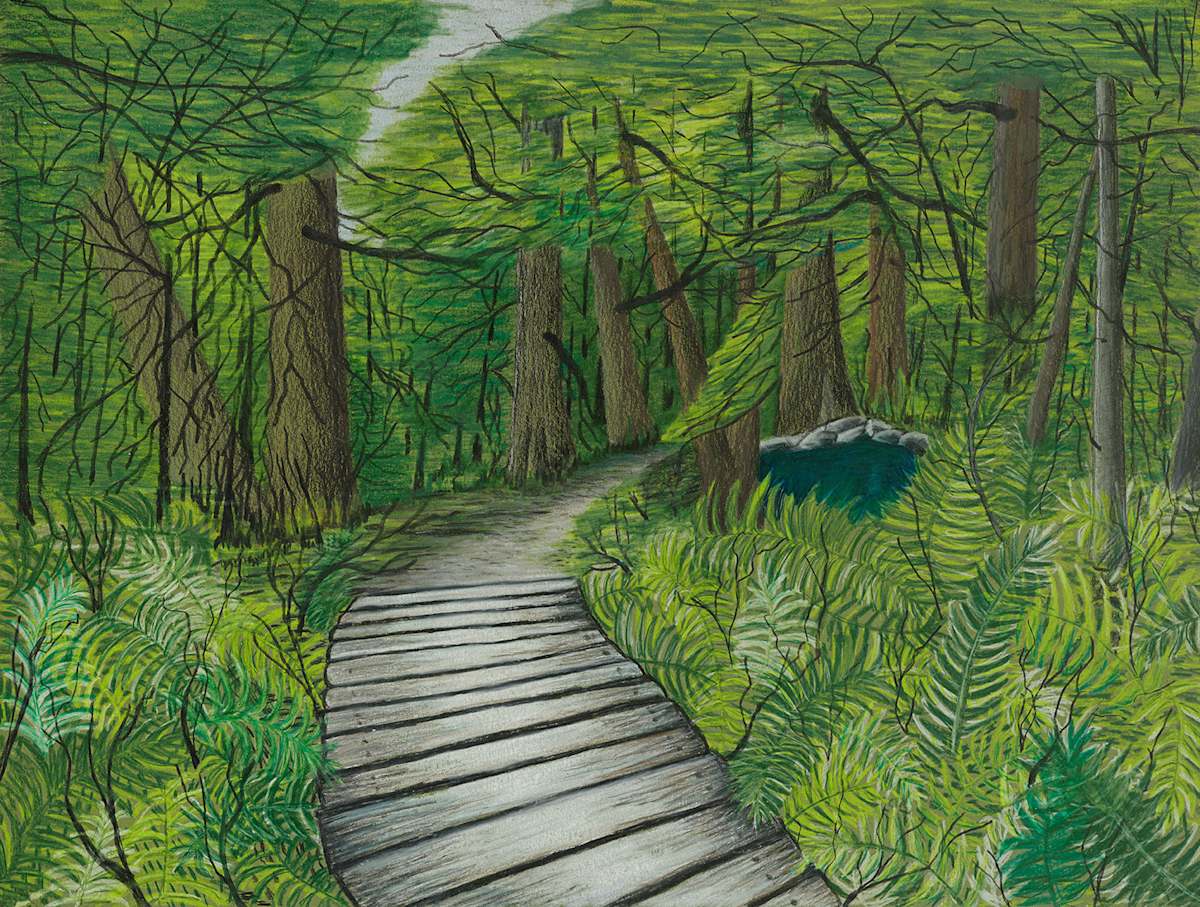 Wooded Path - Framed REPRODUCTION by Barbara J Zipperer  Image: Have you ever noticed how a quiet path through the woods can make the world feel a little softer?

“Wooded Path” captures that gentle hush—the way sunlight filters through the leaves, the promise of discovery just around the bend. It’s a reminder that sometimes, the best journeys are the ones that invite us to slow down and simply be present.

Where in your home could you use a touch of tranquility? 🖼️
Available in my online gallery.
#WoodedPath #barbarajzipperer
