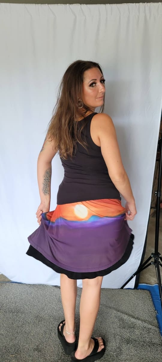 Alex Skirt - ORANGE FULL MOON by Barbara J Zipperer 