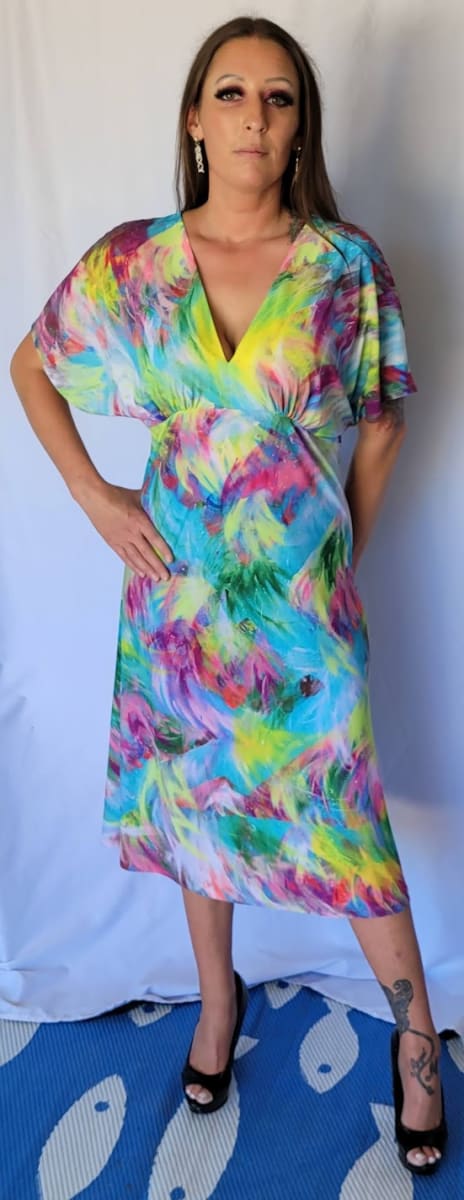 SARA V-NECK DRESS - WINDY by Barbara J Zipperer, Image 2.