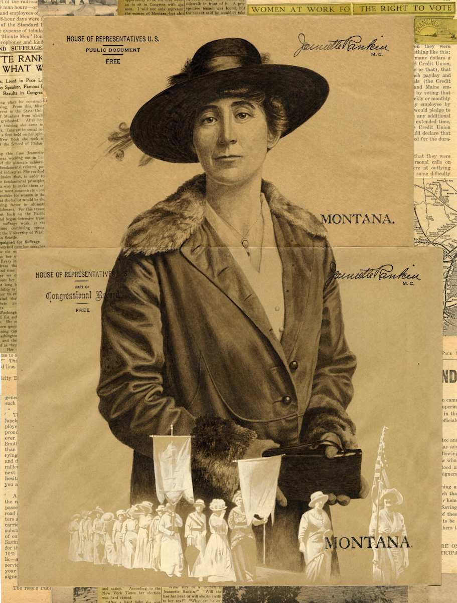 Jeannette Rankin by Jessica Glenn  Image: (June 11, 1880 – May 18, 1973) Jeannette Rankin was an American politician and women's rights advocate who became the first woman to hold federal office in the United States. She was elected to the U.S. House of Representatives as a Republican from Montana in 1916 for one term, then was elected again in 1940. Rankin remains the only woman ever elected to Congress from Montana.