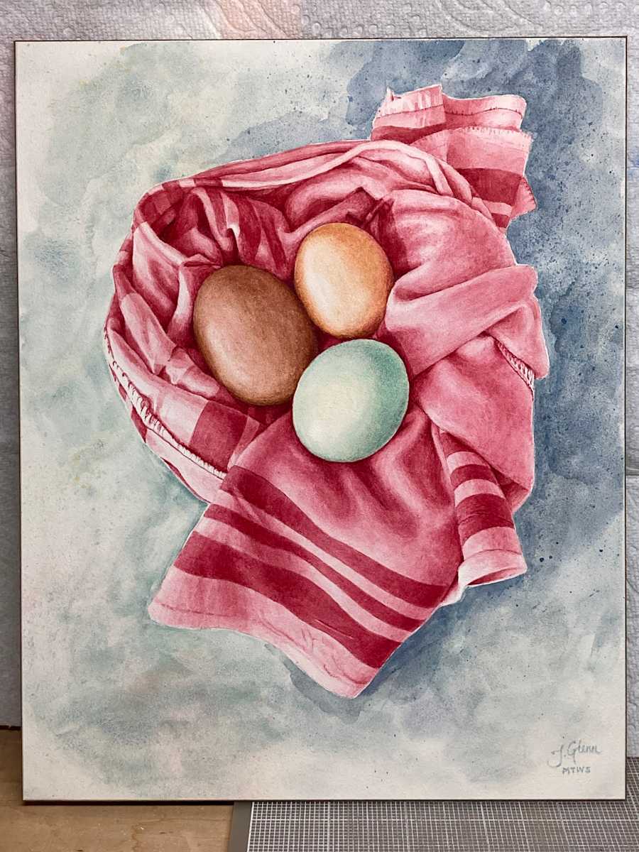 Colazione by Jessica Glenn  Image: Watercolor on Aquabord. Created for the WaterWorks Art Museum's 49th Annual Art Exhibition and Auction. "Colazione" is Italian for 'breakfast'.