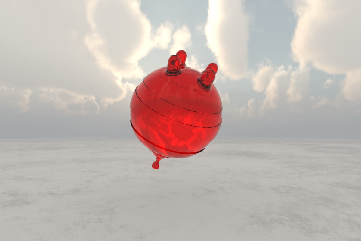 Red Balloon Cow Rising by Richard Becker 