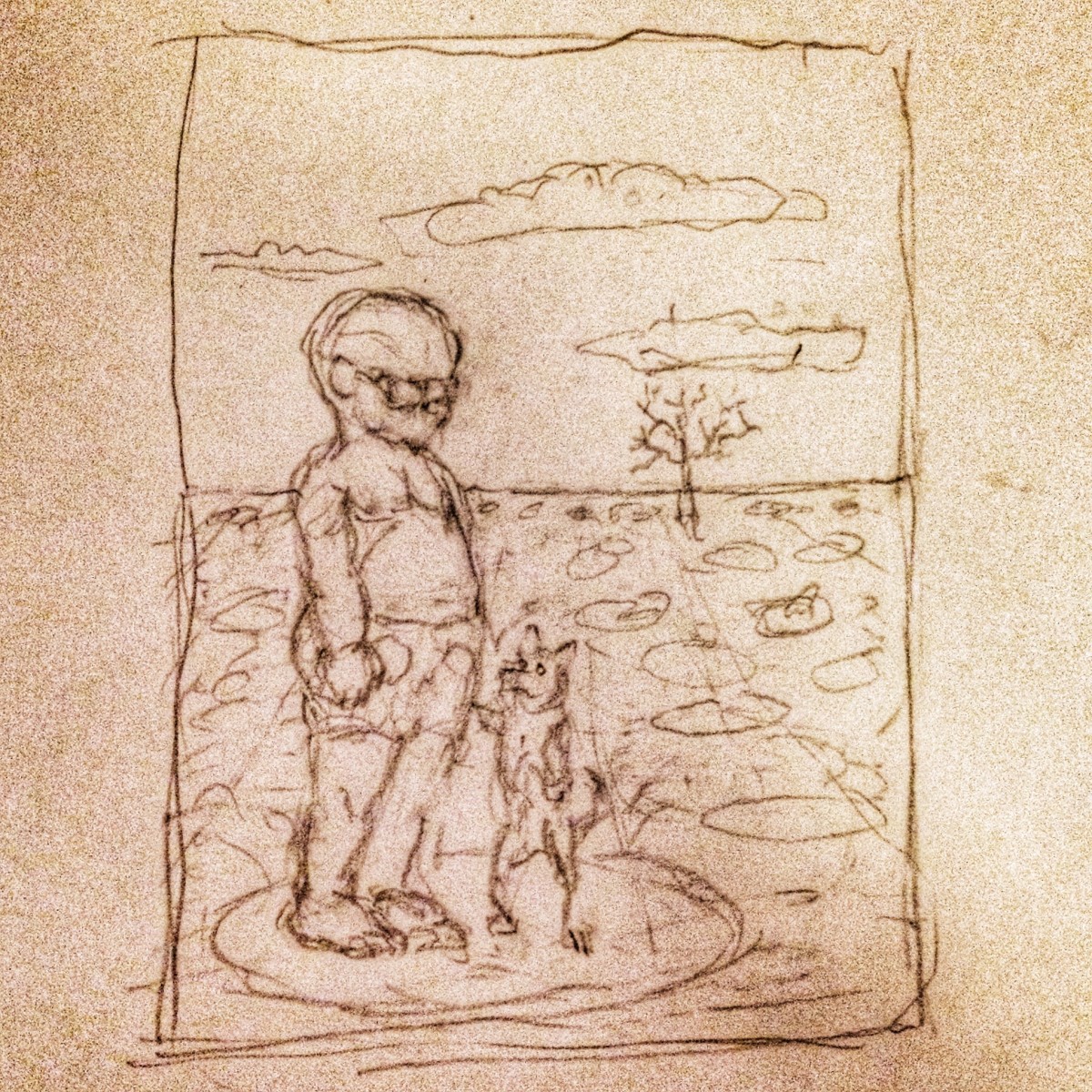 Child with Dog Landscape by Richard Becker 