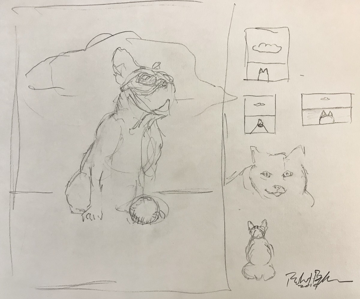 Study for cat and dog beach by Richard Becker 