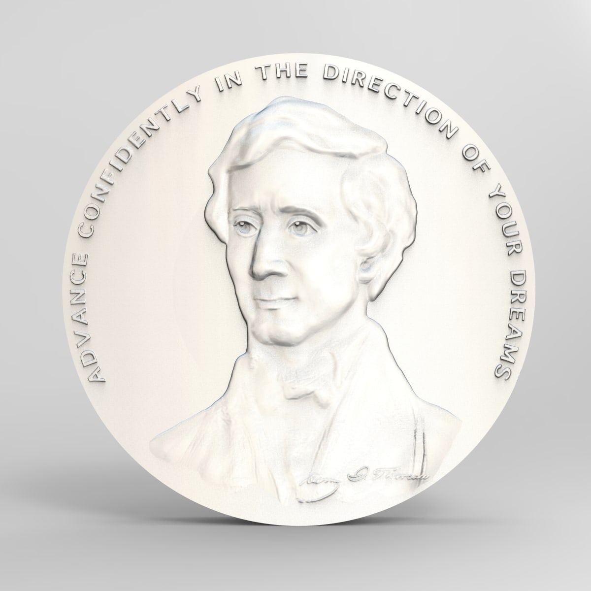 Young Thoreau "advance" medallion wip by Richard Becker 