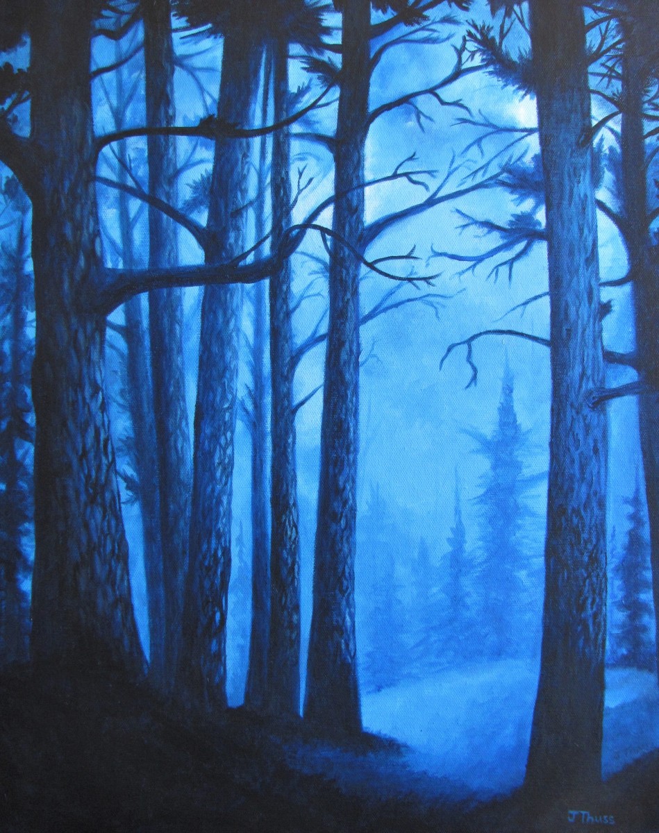 Blue Forest by Jane Thuss  Image: Cool, blue winter forest.