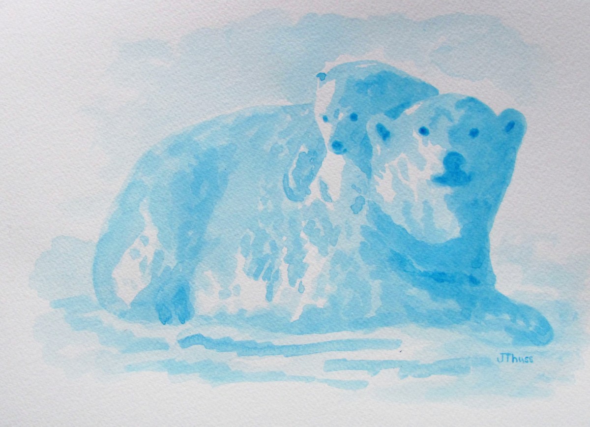 Polar Bear and Cub by Jane Thuss 