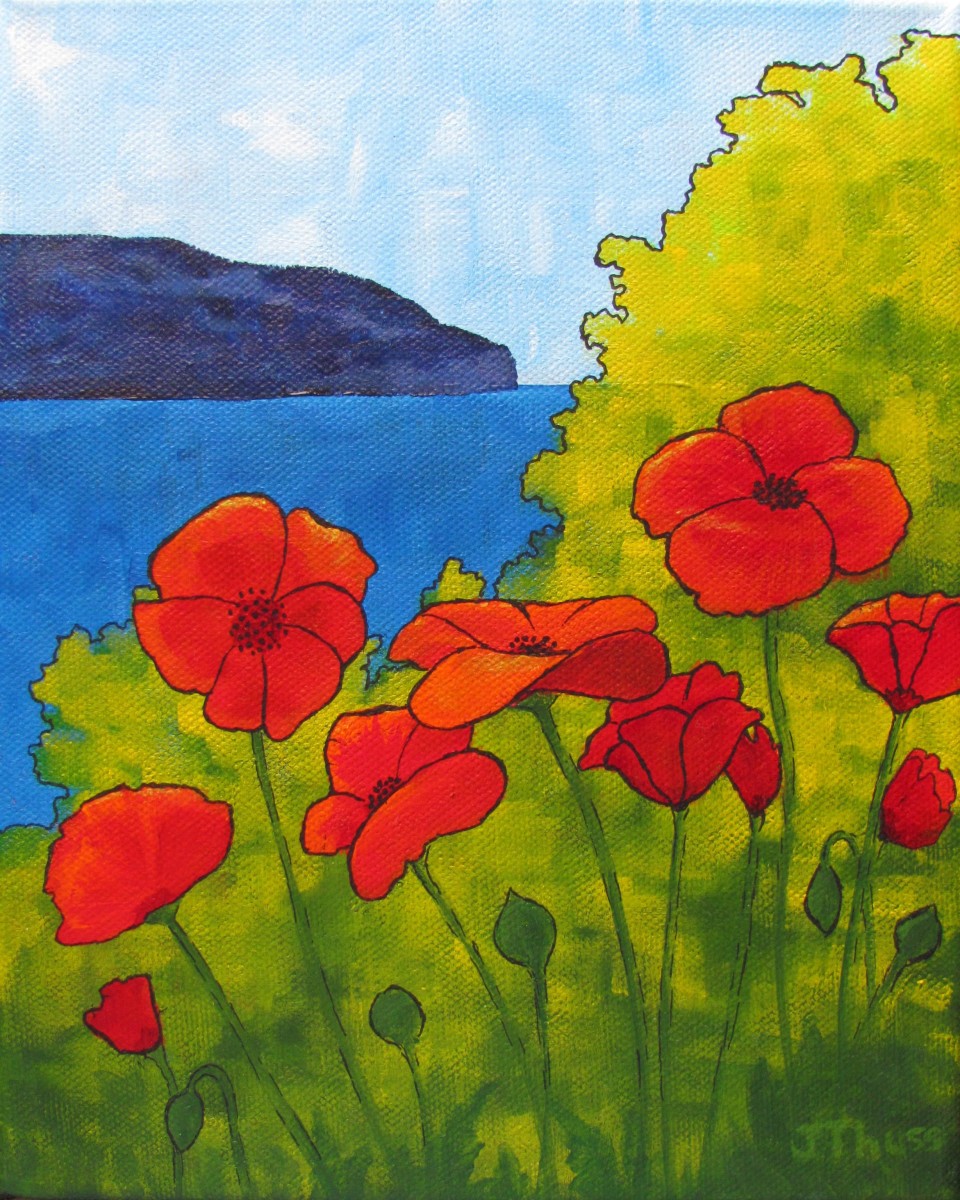 Poppies by the Lake by Jane Thuss 