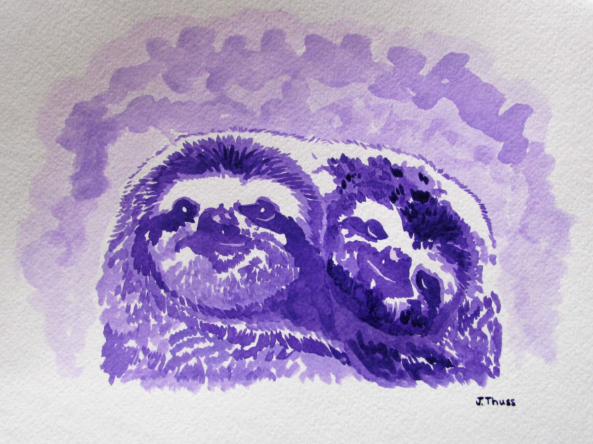 Purple Sloths by Jane Thuss 