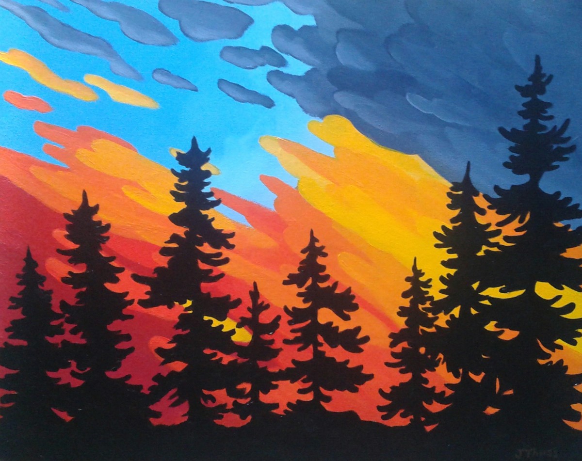 Sunset Through the Pines by Jane Thuss 