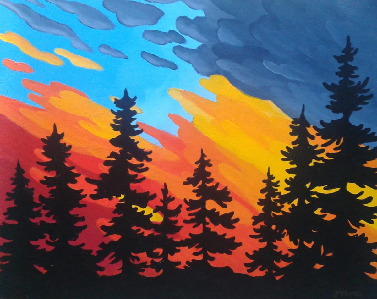 Sunset Through the Pines by Jane Thuss, Image 1.