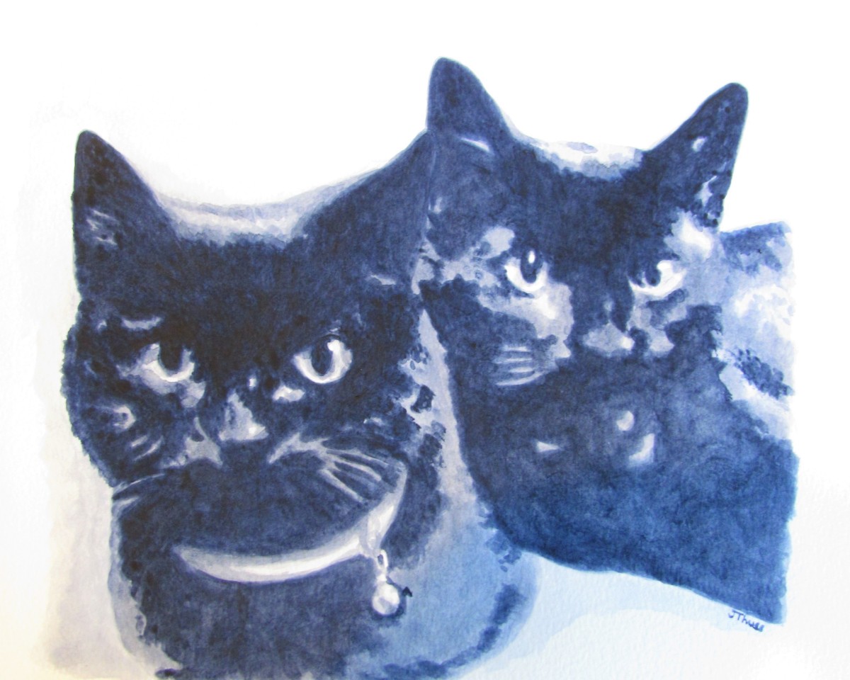 Two Black Cats by Jane Thuss 