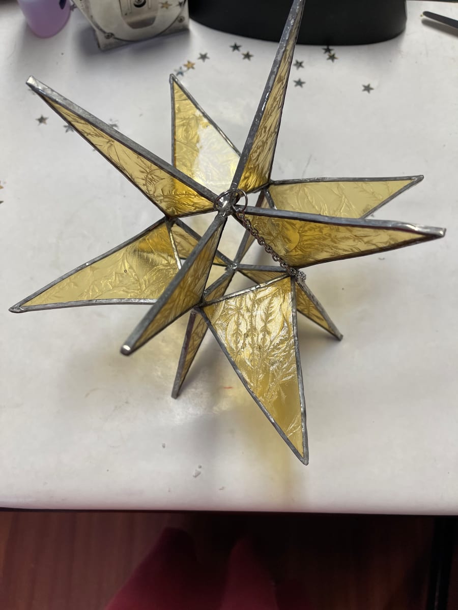 Yellow Stained Glass Moravian Star by Jane D. Steelman 