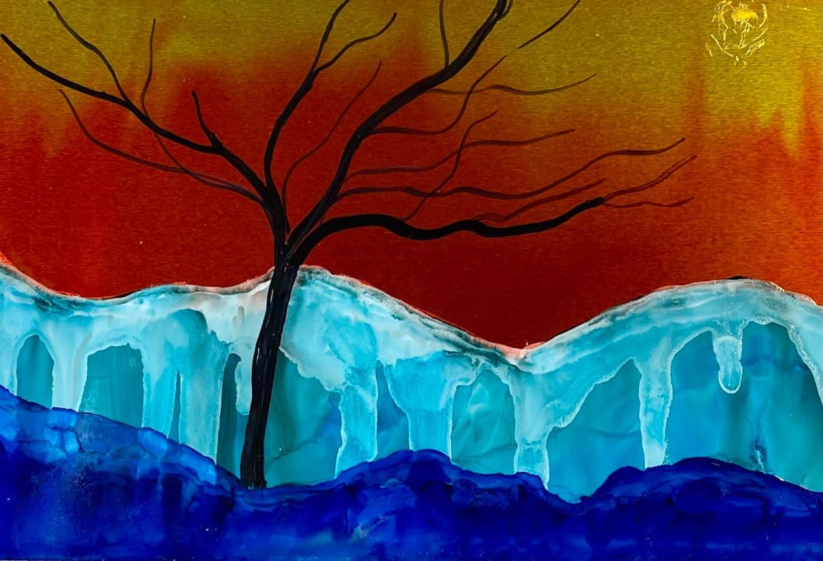 Snowy Day: Alcohol Ink 18 by Jane D. Steelman 