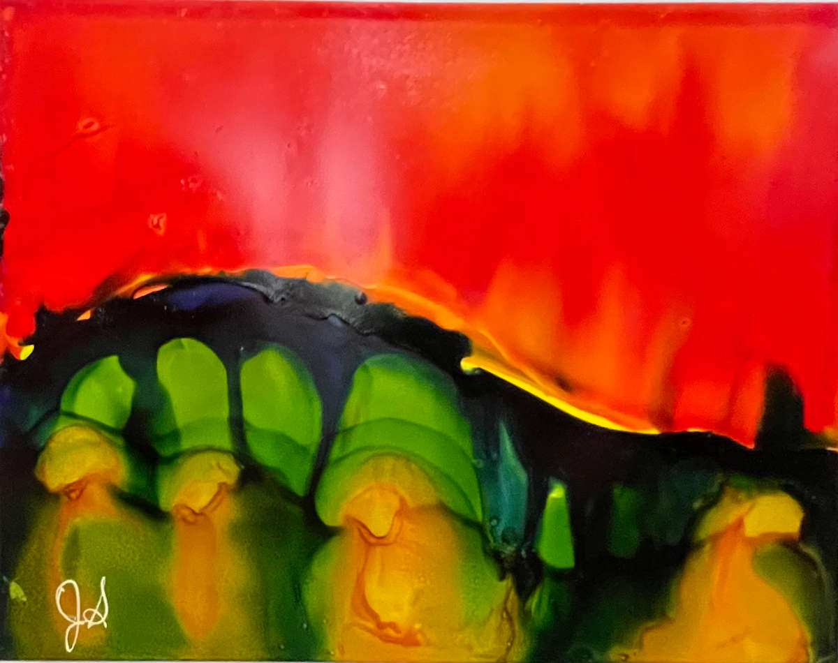 Alcohol Ink Abstract Landscape 0005 by Jane D. Steelman, Image 3.