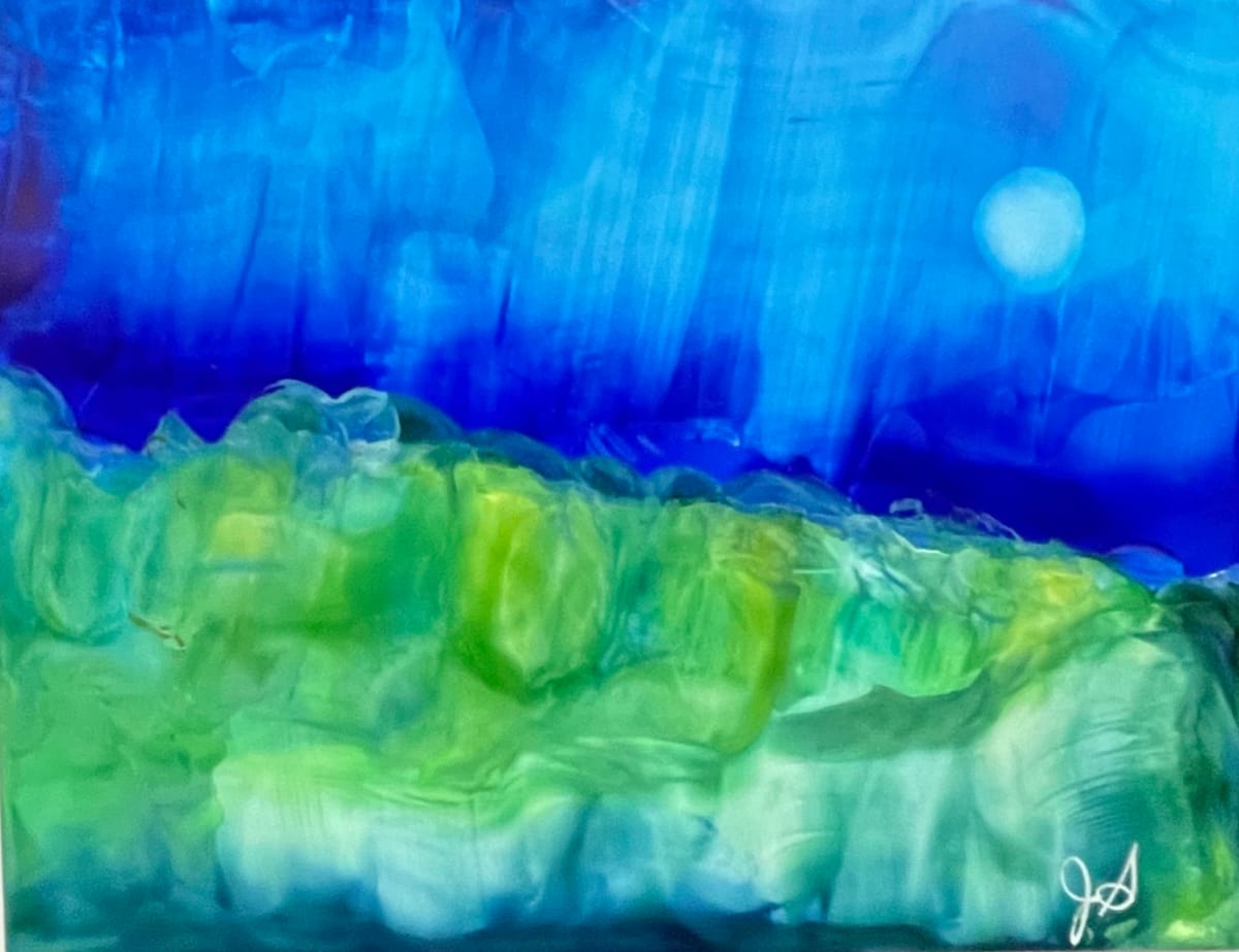 Alcohol Ink Abstract Landscape 0004 by Jane D. Steelman 