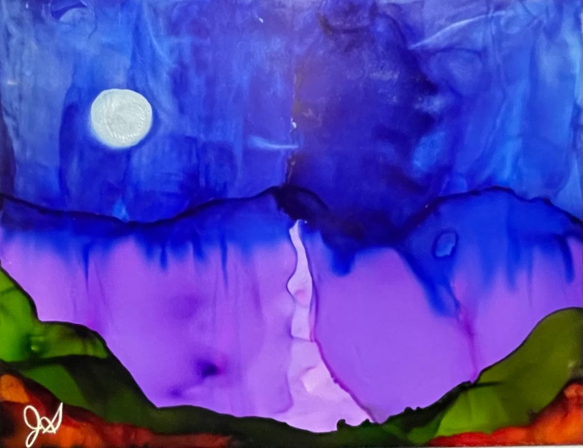 Alcohol Ink Abstract Landscape 0017 by Jane D. Steelman 