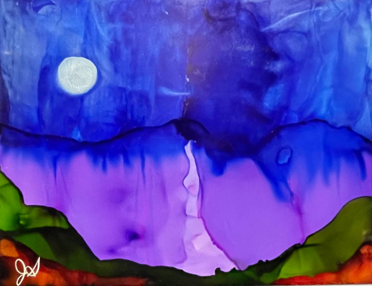 Alcohol Ink Abstract Landscape 0017 by Jane D. Steelman, Image 6.