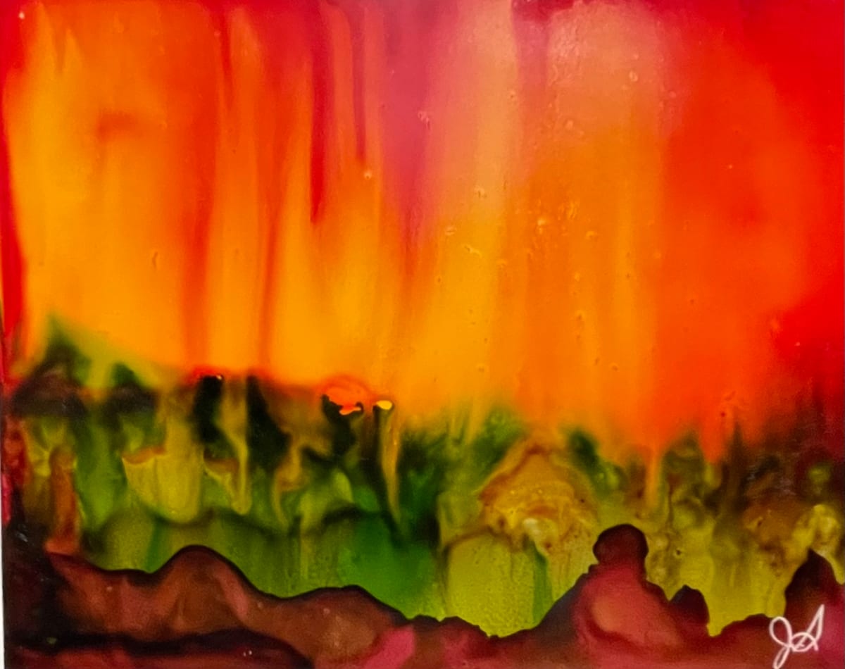 Alcohol Ink Abstract Landscape 0012 by Jane D. Steelman 