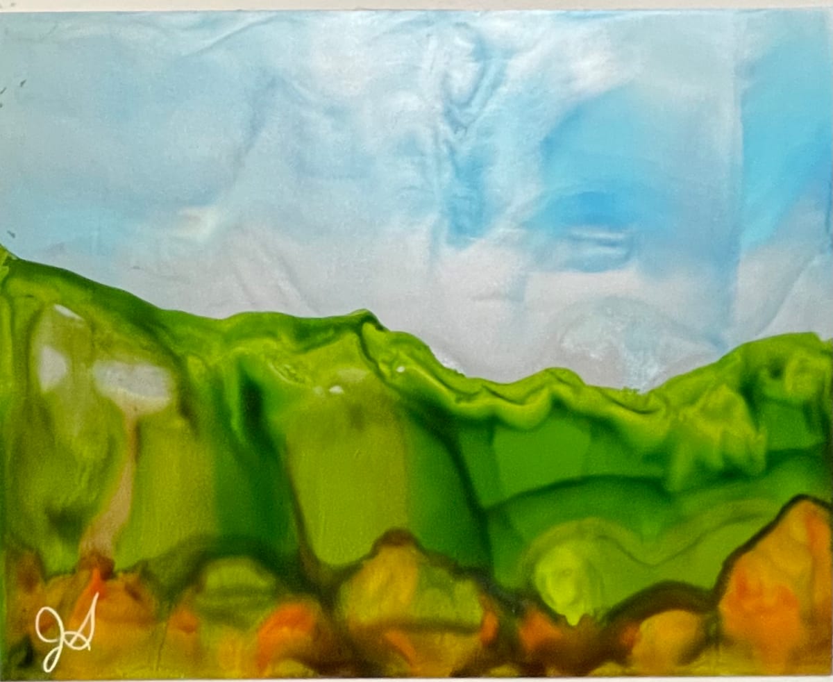 Alcohol Ink Abstract Landscape 0041 by Jane D. Steelman 