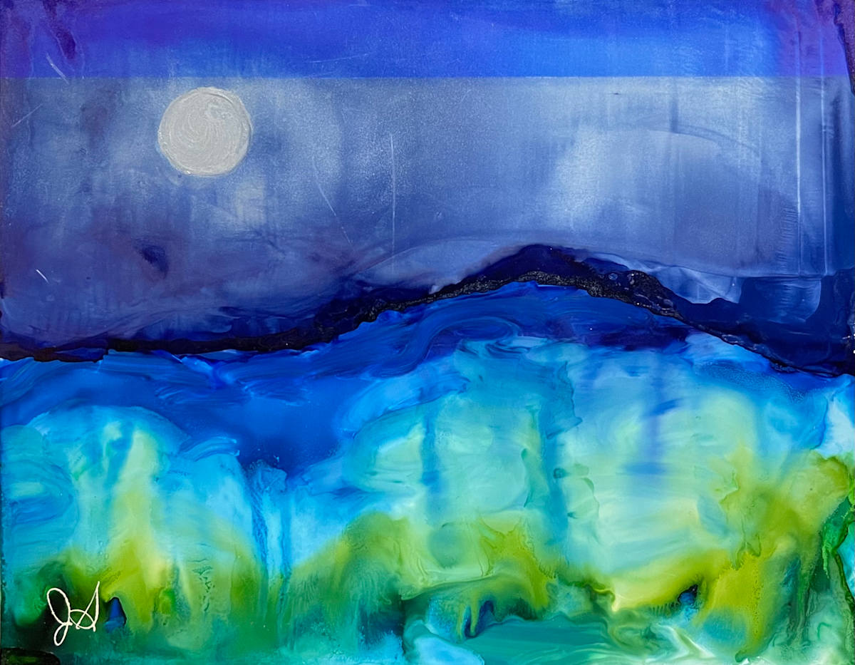 Alcohol Ink Abstract Landscape 0018 by Jane D. Steelman, Image 10.