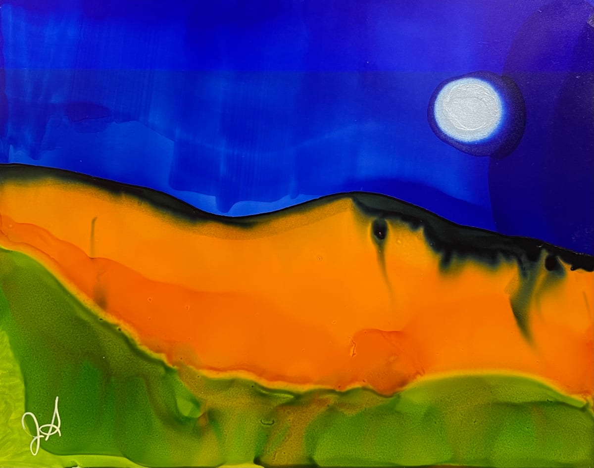 Alcohol Ink Abstract Landscape 0010 by Jane D. Steelman 