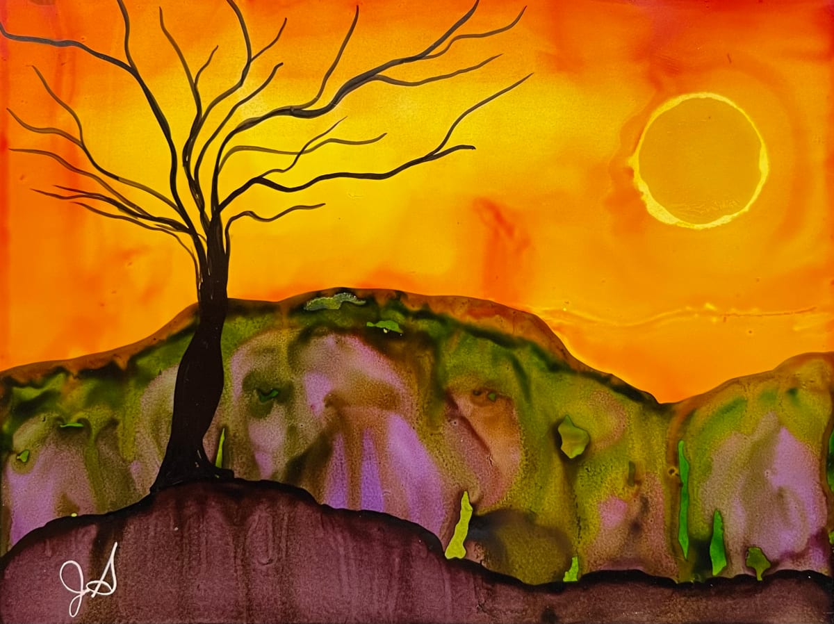 Alcohol Ink Abstract Landscape 0002 by Jane D. Steelman 