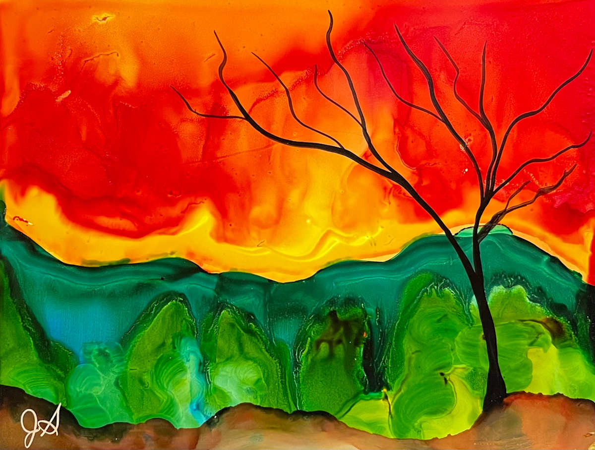 Alcohol Ink Abstract Landscape 0026 by Jane D. Steelman, Image 16.