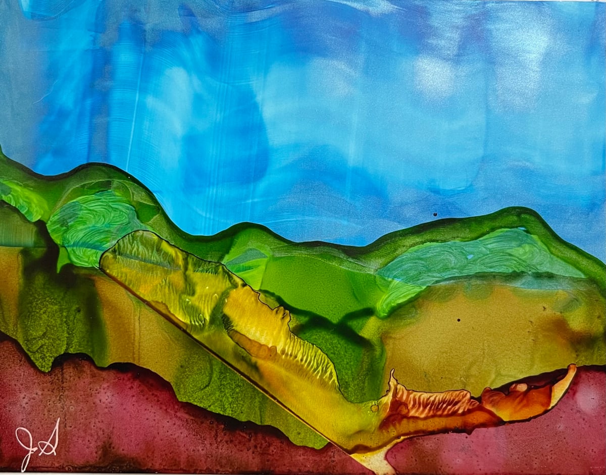 Alcohol Ink Abstract Landscape 0013 by Jane D. Steelman 