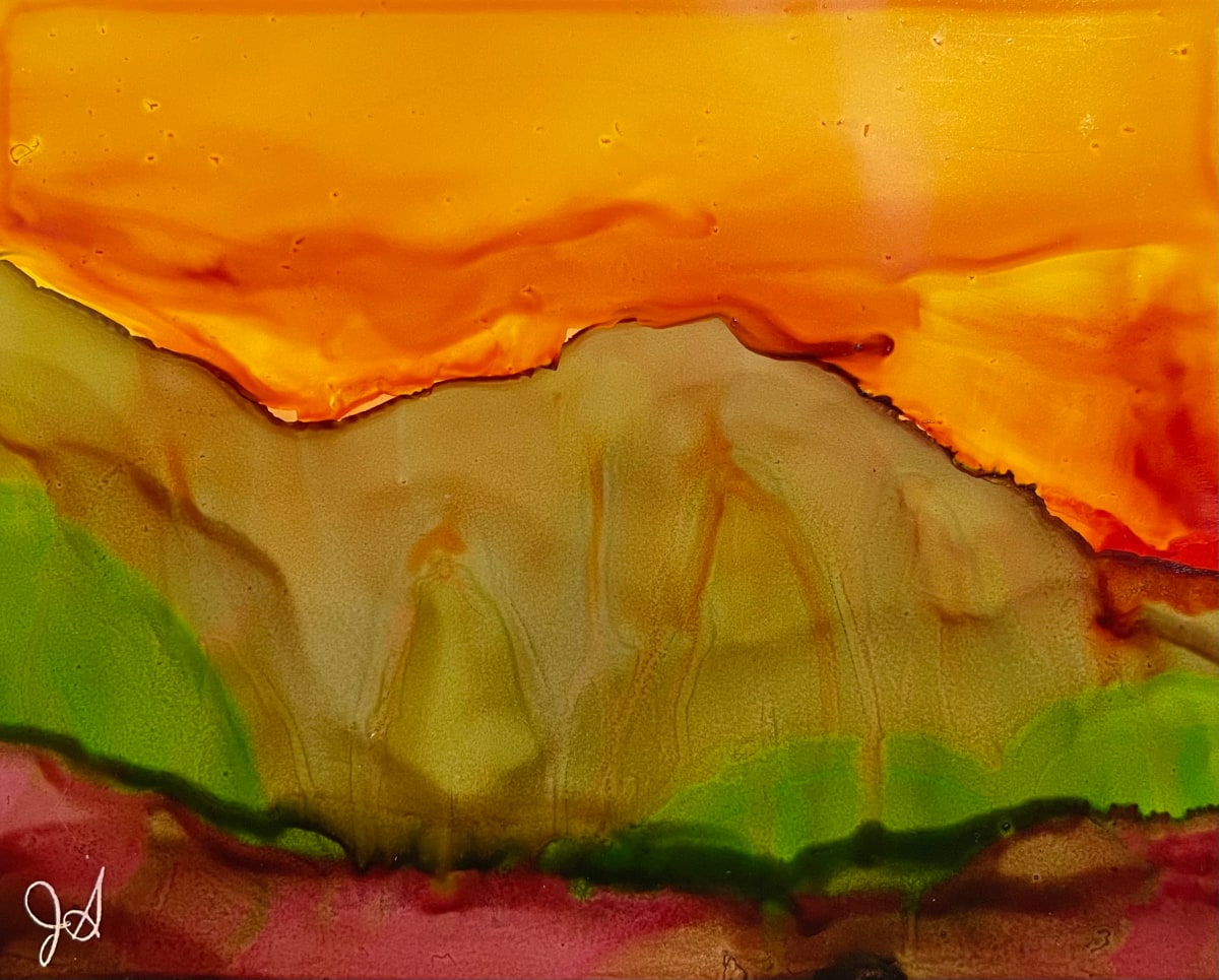 Alcohol Ink Abstract Landscape 0007 by Jane D. Steelman 