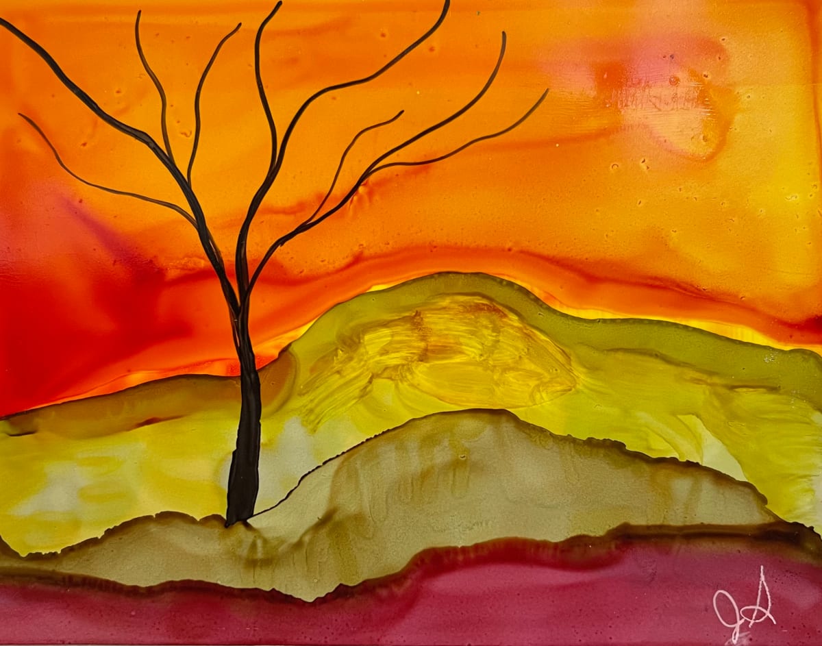 Alcohol Ink Abstract Landscape 0036 by Jane D. Steelman 