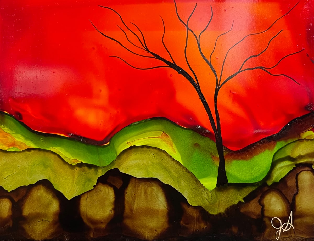 Alcohol Ink Abstract Landscape 0027 by Jane D. Steelman 