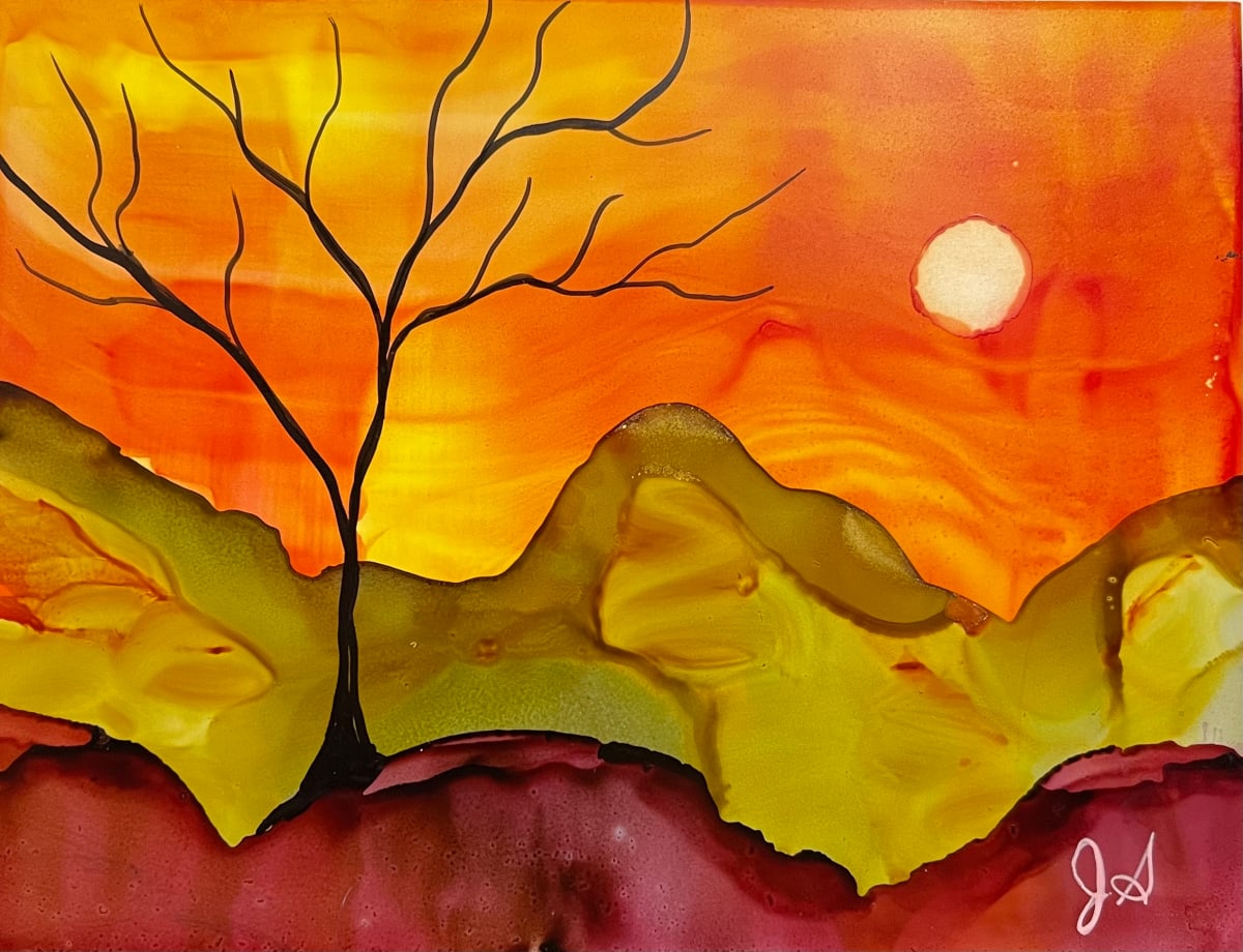 Alcohol Ink Abstract Landscape 0038 by Jane D. Steelman 