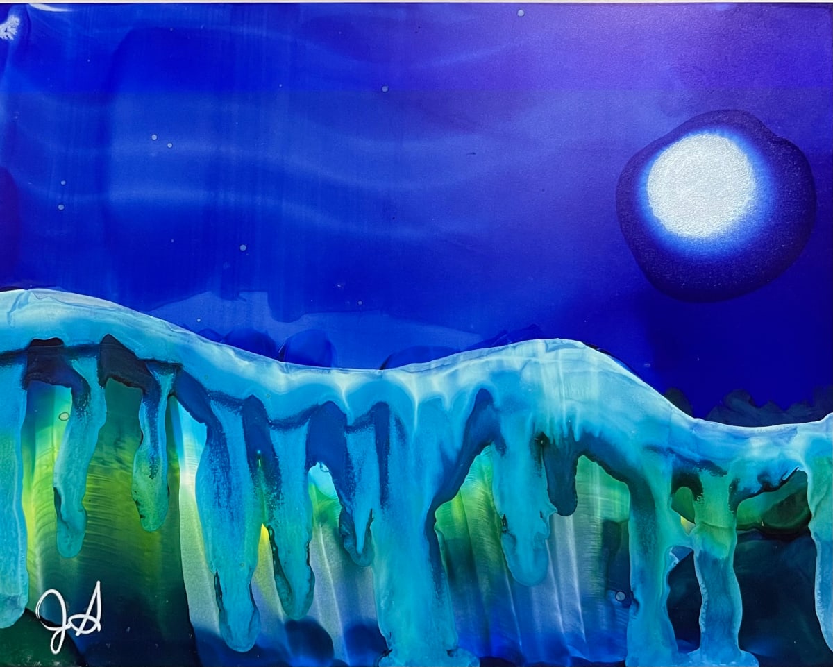 Alcohol Ink Abstract Landscape 0001 by Jane D. Steelman 