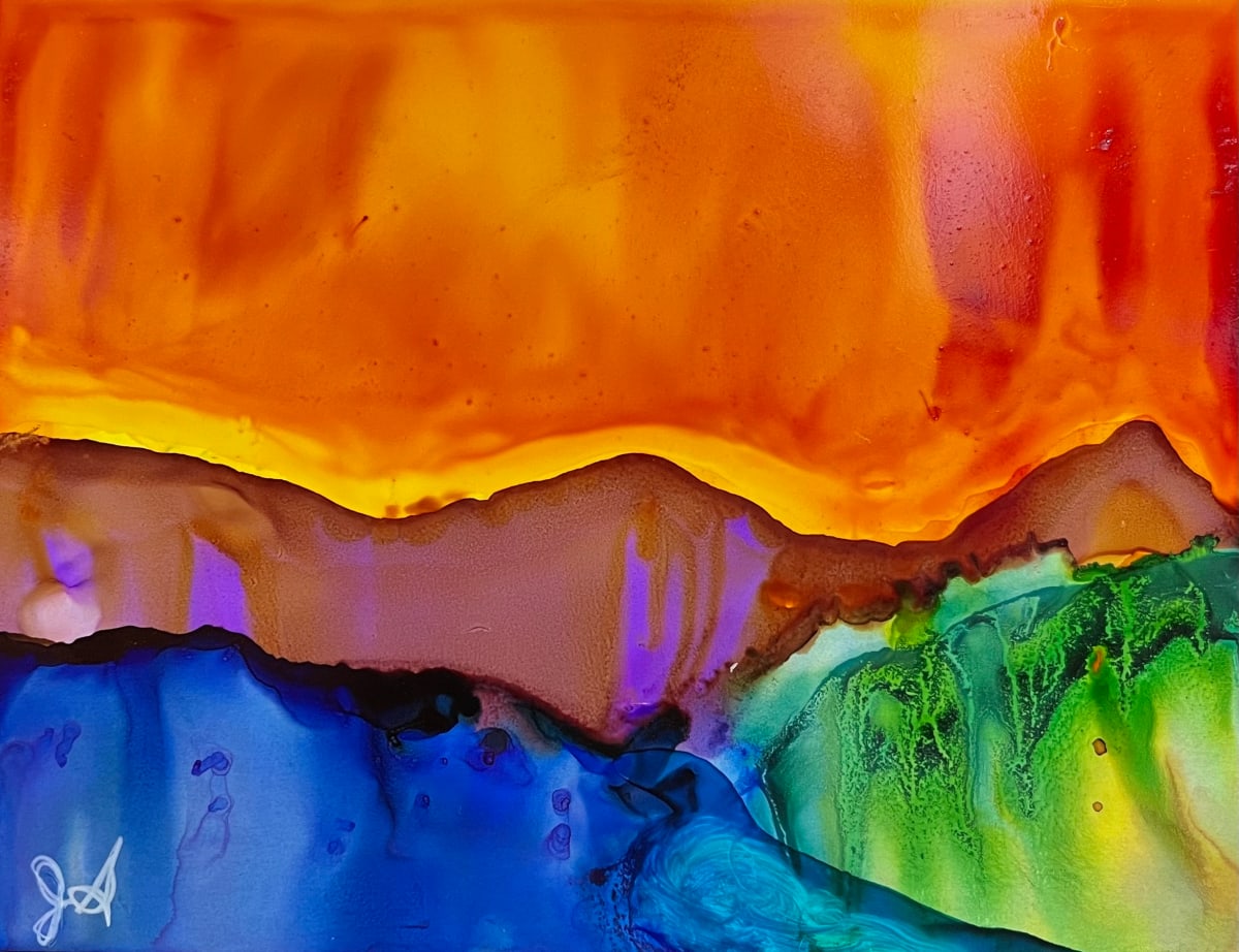 Alcohol Ink Abstract Landscape 0023 by Jane D. Steelman 