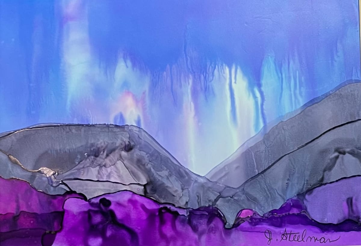 Alcohol Ink Abstract Landscape 0091 by Jane D. Steelman 